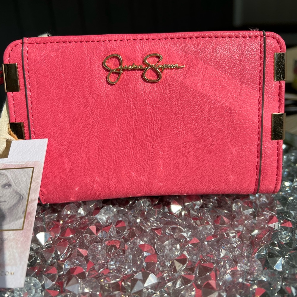 NET JESSICA SIMPSON HOT PINK LEATHER WALLETS